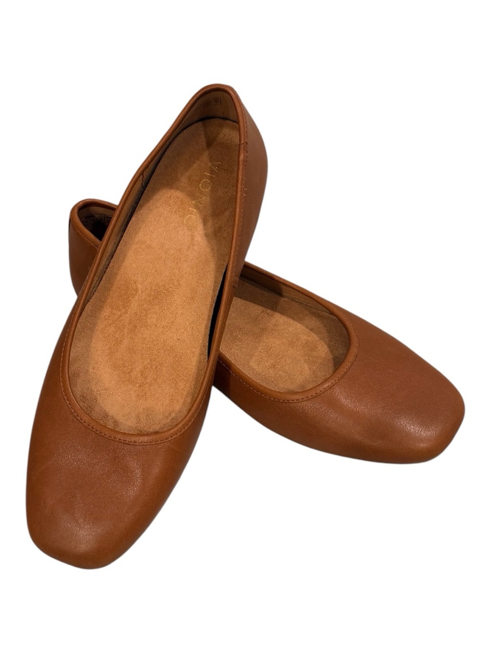 Vionic Orinda Square Toe Ballet Flats Tan Leather